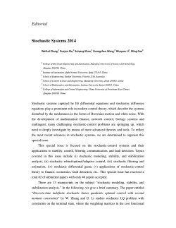 Editorial  Stochastic Systems 2014 Weihai Zhang,