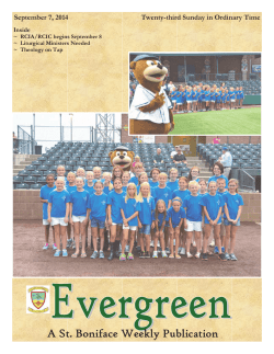 A St. Boniface Weekly Publication September 7, 2014 Inside