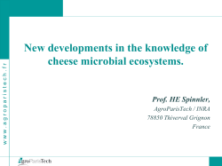 New developments in the knowledge of cheese microbial ecosystems. Prof. HE Spinnler,