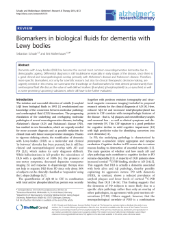 Biomarkers in biological fluids for dementia with Lewy bodies Sebastian Schade
