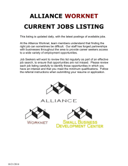 ALLIANCE CURRENT JOBS LISTING WORKNET