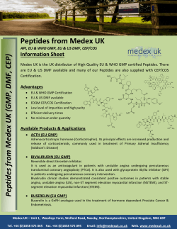 Peptides from Medex UK  EP) Information Sheet