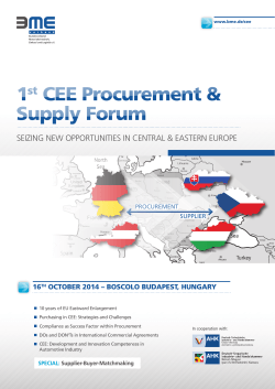 1 CEE Procurement &amp; Supply Forum st