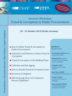 Fraud &amp; Corruption in Public Procurement Intensive Workshop: ce an