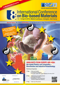 International Conference on Bio-based Materials 13–15 April 2015, Maternushaus, Cologne, Germany