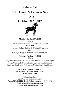 Kalona Fall Draft Horse &amp; Carriage Sale October 20 – 21