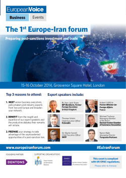 The 1 Europe-Iran forum st 15-16 October 2014, Grosvenor Square Hotel, London