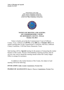 Notice of Meeting and Agenda October 20, 2014