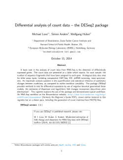 Differential analysis of count data – the DESeq2 package Michael Love