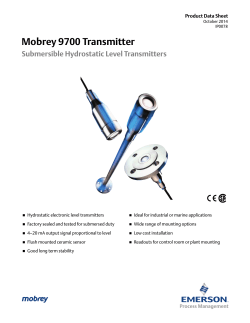 Mobrey 9700 Transmitter Submersible Hydrostatic Level Transmitters Product Data Sheet