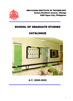 SCHOOL OF GRADUATE STUDIES CATALOGUE A.Y. 2008-2009