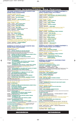 78th International Rice Festival Schedule of Events for the Sound Stage (couRthouSe)