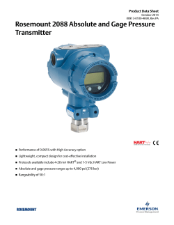 Rosemount 2088 Absolute and Gage Pressure Transmitter Product Data Sheet