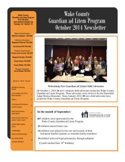 Wake County Guardian ad Litem Program October 2014 Newsletter