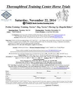 Thoroughbred Training Center Horse Trials Saturday, November 22, 2014