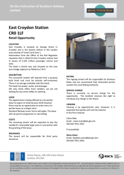 East Croydon Station CR0 1LF On the Instruction of Southern Railway Limited