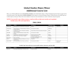 Global Studies Major/Minor Additional Course List