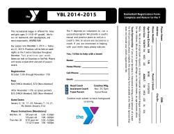 YBL 2014-2015 Basketball Registration Form: Complete and Return to the Y