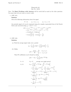 Signals and Systems I EE360: Fall 14 Homework #4 Due Th. 10/02