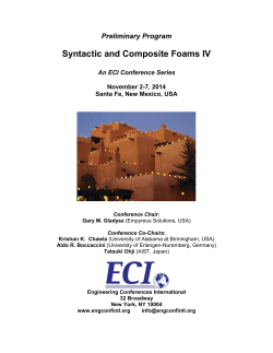 Syntactic and Composite Foams IV  Preliminary Program An ECI Conference Series