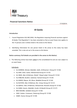 Al-Qaida Financial Sanctions Notice