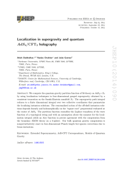 JHEP10(2014)090 Localization in supergravity and quantum AdS /CFT