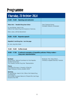 Programme Thursday, 23 October 2014
