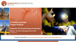 A Premier Australian Copper Producer September 2014 Quarterly Report Presentation