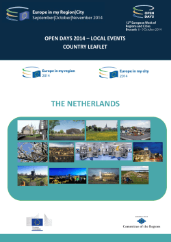 THE NETHERLANDS OPEN DAYS 2014 – LOCAL EVENTS COUNTRY LEAFLET