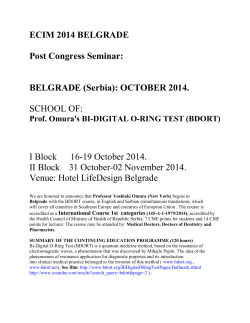 ECIM 2014 BELGRADE Post Congress Seminar: BELGRADE (Serbia): OCTOBER 2014.