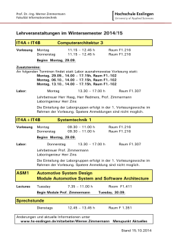 Lehrveranstaltungen im Wintersemester 2014/15  IT4A+IT4B Computerarchitektur 3