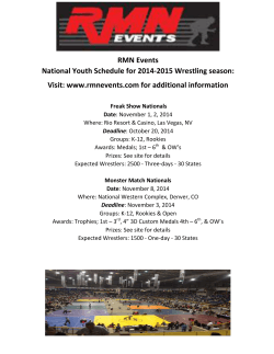 RMN Events National Youth Schedule for 2014-2015 Wrestling season: