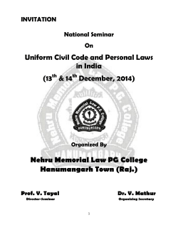 Uniform Civil Code and Personal Laws in India (13 &amp; 14