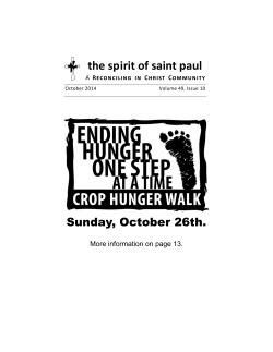 the spirit of saint paul  Sunday, October 26th.  More information on page 13.