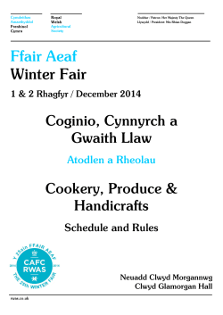Ffair Aeaf Winter Fair Coginio, Cynnyrch a Gwaith Llaw