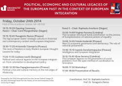 Political, Economic and cultural lEgaciEs of intEgration friday, october 24th 2014