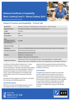 National Certificate in Hospitality