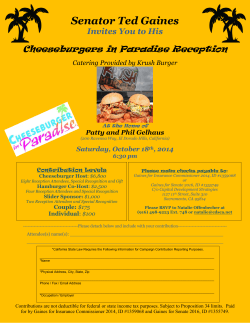 Senator Ted Gaines Cheeseburgers in Paradise Reception Invites You to His