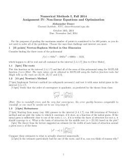 Numerical Methods I, Fall 2014 Assignment IV: Non-linear Equations and Optimization