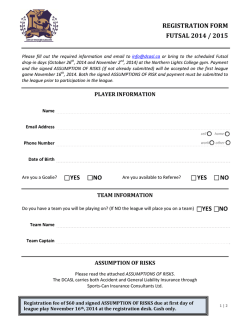 REGISTRATION	FORM FUTSAL	2014	/	2015