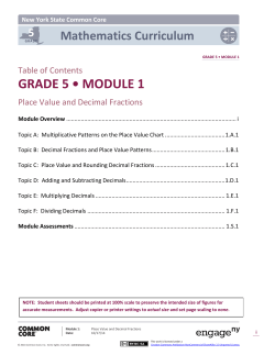 GRADE 5 • MODULE 1 Mathematics Curriculum 5