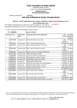 STEEL AUTHORITY OF INDIA LIMITED