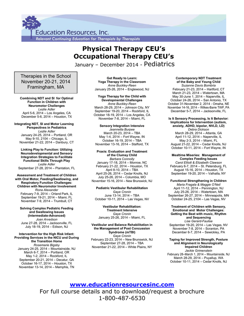 Physical Therapy Ceu S Occupational Therapy Ceu S Pediatrics