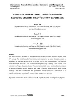 EFFECT OF INTERNATIONAL TRADE ON NIGERIAN ECONOMIC GROWTH: THE 21 CENTURY EXPERIENCE