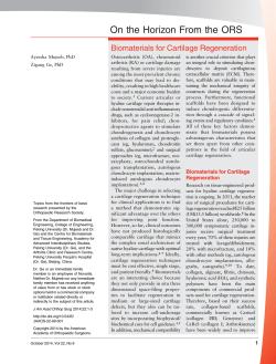 On the Horizon From the ORS Biomaterials for Cartilage Regeneration