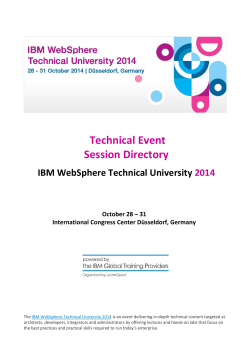 Technical Event Session Directory  IBM WebSphere Technical University