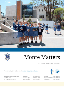 Monte Matters 17 October 2014 - Term 4, Week 2 www.monte.nsw.edu.au
