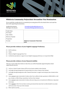 Whitireia Community Polytechnic Streamline Visa Nomination