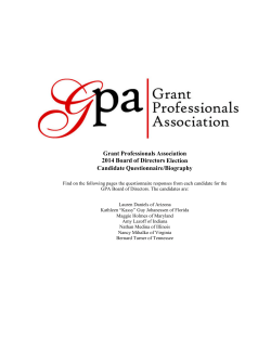 Grant Professionals Association 2014 Board of Directors Election Candidate Questionnaire/Biography