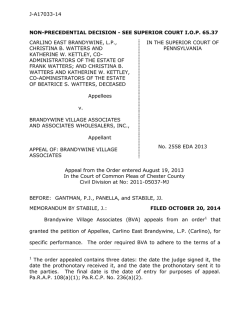 J-A17033-14 CARLINO EAST BRANDYWINE, L.P., IN THE SUPERIOR COURT OF